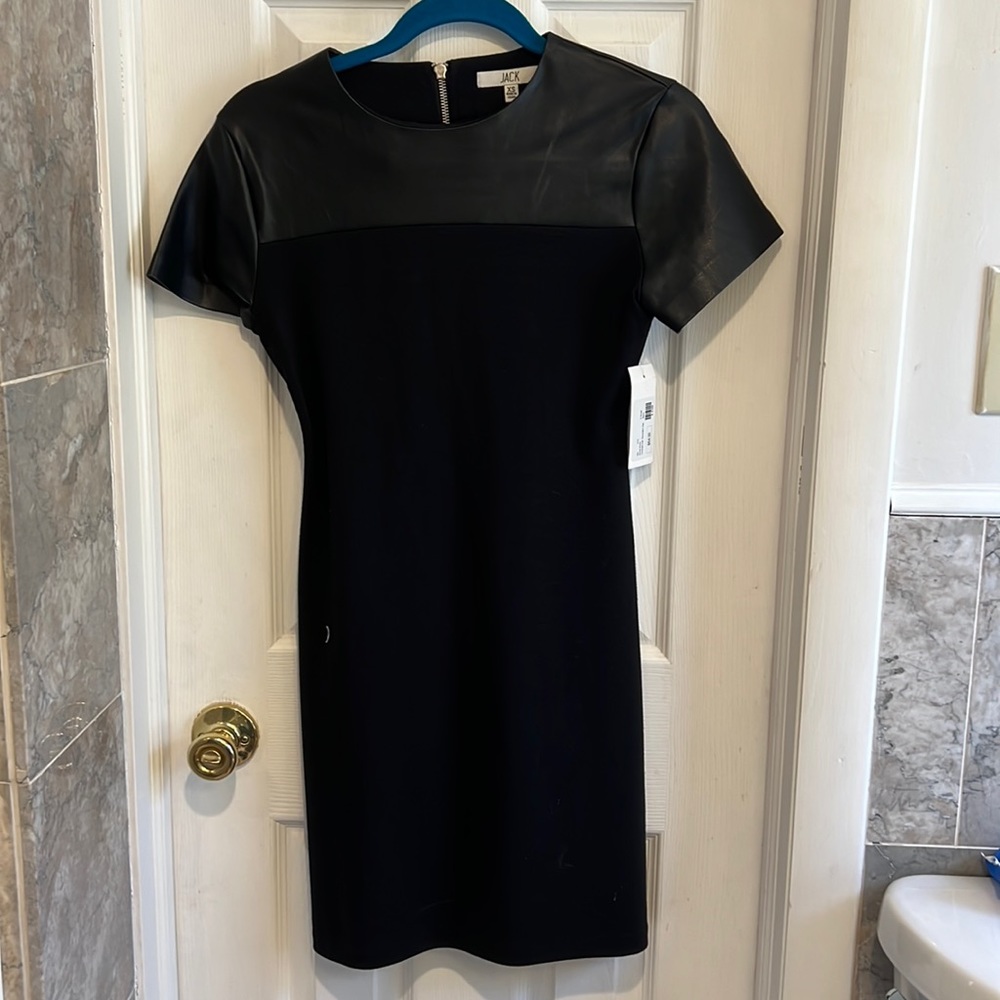 Little black dress with leather detail
